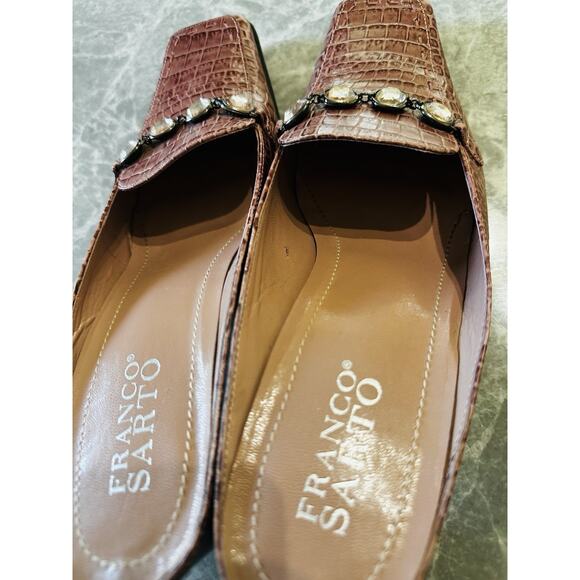 Franco Sarto Women's Brown Square Toe Embellished Mules Size 8.5 - Picture 5 of 6